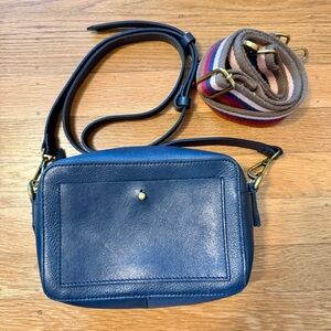 Madewell Dark Blue Leather Crossbody Bag